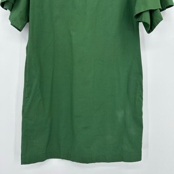 Maeve Anthropologie Green Flutter Sleeve Cotton Shift Dress Pockets Womens Sz XS - Picture 5 of 12